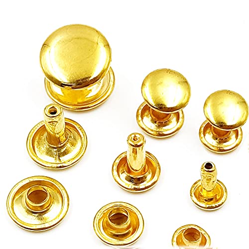 ezqnirk 100Sets Metall Double Cap Nieten Stud Runde Nagel Spike,Gold,8x7mm von ezqnirk