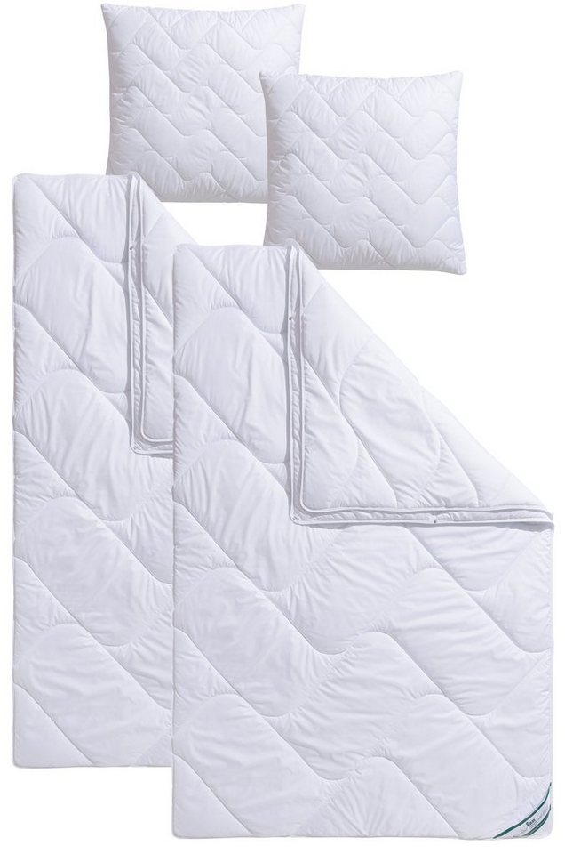 fan Microfaserbettdecke + Kopfkissen Bettwaren-Set in 135x200 cm, für Sommer oder 4-Jahreszeiten, Füllung: Faserbällchen (Kopfkissen), Bezug: Microfaser von fan