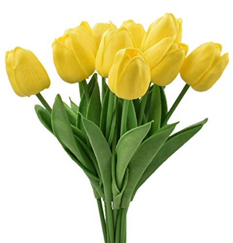 10 Stück Künstliche Tulpen Seide Tulpen Seidenblumen für Hochzeit Bouquet Party Home Decor (Gelb) von f5