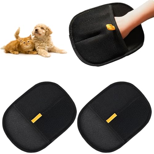 fKiZanthene Tierhaarentfernungshandschuhe, doppelseitig, statisch, für Hunde und Katzen, Schwarz, 2 Stück fKiZanthene Tierhaarentfernungshandschuhe, doppelseitig, statisch, für Hunde und Katzen, Schwarz, 2 Stück von fKiZanthene