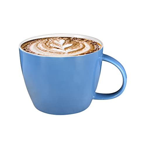 Aqua Blue 99 ml Keramik Jumbo Kaffeebecher Suppenschüssel mit Griff für Suppe, Kaffee, Tee, Eis, Obst, Müsli, Milch, Mokka, Kakao und Glühgetränke, spülmaschinenfest von fMSDD