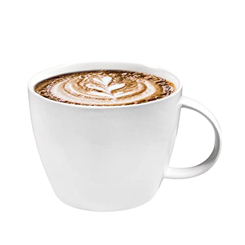 fMSDD 850 ml große Kaffeetasse, Keramik Jumbo Suppenschüssel mit Henkel, Müslischassen, klassische Trinkbecher, für Latte, Cappuccino, Kakao, Milch, Tee und Glühgetränke, weiß von fMSDD