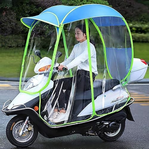 fUfIzU Regenschutz Für Mobilitätsroller, Vollständig Geschlossener Transparenter Vorhang, Universeller Sonnenschutz Für Elektrofahrräder,Blau,B von fUfIzU