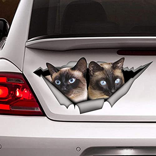 fabisup 3D Siamesische Katze Auto Dekoration Aufkleber für Auto Fenster Stoßstange Riss Vinyl Aufkleber Hund Wasserdicht 3D Realistische Katze Autoaufkleber von fabisup