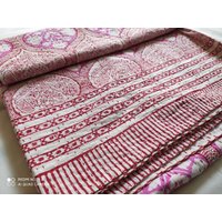 Kantha Handgemachte Kantha Quilt Baumwolle Tagesdecke Hand Block Gedruckt Bettdecke König Größe Werfen von fabricNfabricgallery