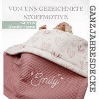 3 Lg. Babydecke Waffelpiquédecke Kinderwagendecke Puppendecke Krabbeldecke Kitadecke Kuscheldecke Wattierte Schlafdecke Gefütterte Decke von fabrikhandart