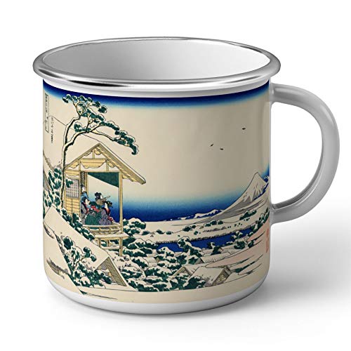 Fabulous Emaillierter Metallbecher 284ml Hokusai Kunst Japan Malerei Teehaus Koishikawa Berg Fuji von Fabulous