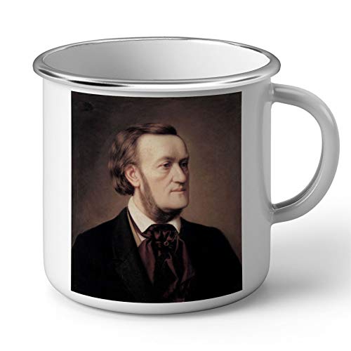 Fabulous Emaillierter Metallbecher 284ml Richard Wagner Komponist Deutsch Portrait Malerei von Fabulous