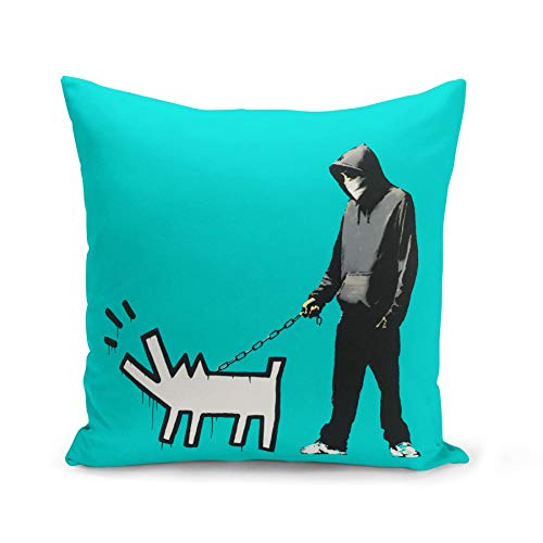 Fabulous Kissen Kissenbezug 40x40 cm Banksy Choose Your Weapon Hund Blau Graffiti Street Art von Fabulous