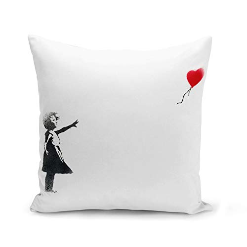 Fabulous Kissen Kissenbezug 40x40 cm Banksy Mädchen Roter Luftballon Herz Kind von Fabulous