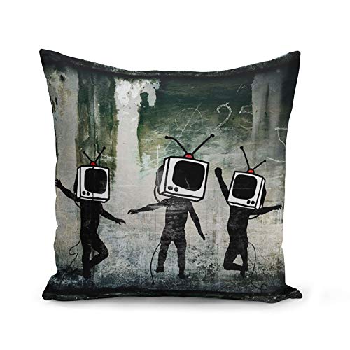 Fabulous Kissen Kissenbezug 40x40 cm Banksy TV Heads Street Art Graffiti von Fabulous