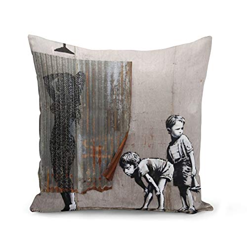 Fabulous Kissen Kissenbezug 40x40 cm Banksy Voyeur Kind Street Art Graffiti von Fabulous