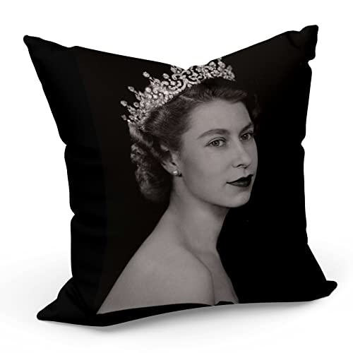 Fabulous Kissen Kissenbezug 40x40 cm Queen Elizabeth II Königin von England Schwarz-Weiß Vintage von Fabulous