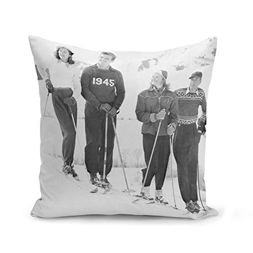 Fabulous Kissen Kissenbezug 40x40 cm Skifahren Retrostil Vintage Berg Wintersport 60er Jahre von Fabulous