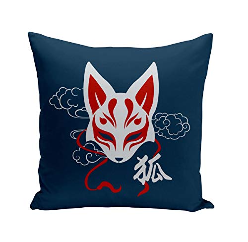 Kissen mit Kissenbezug 40x40 cm Kitsune Fuchs Japan Asien Manga-Kultur von Fabulous