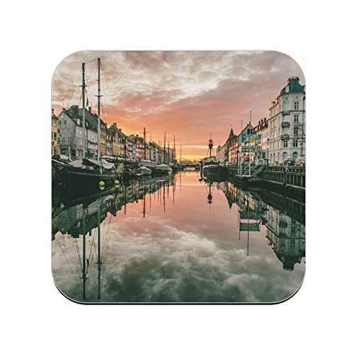 Untersetzer aus Kork, Hafen von Kopenhagen, Sonnenwindel, Dänemark, 1 Stück (95 x 95 mm) von fabulous