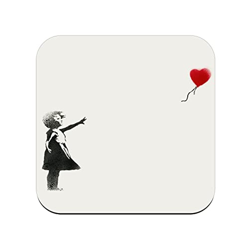 Untersetzer aus Kork – Banksy Mädchen Ballon Rot Herz Kinder – 6 Stück (95 x 95 mm) von fabulous