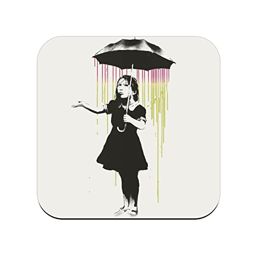 Untersetzer aus Kork – Banksy NOLA Rain Girl Umbrella Girl Ouragan Katrina – 1 Stück (95 x 95 mm) von fabulous