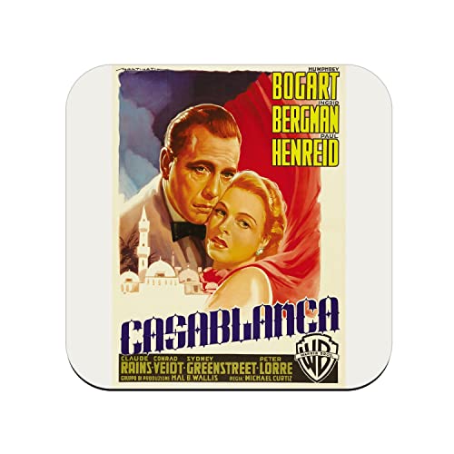 Untersetzer aus Kork – Casablanca Altes italienisches Retro-Film-Poster, Kino-Poster, Vintage, 1 – 6 Stück (95 x 95 mm) von Fabulous