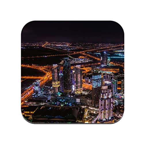 Untersetzer aus Kork – Dubai La Nuit Stadtlandschaft Licht – 1 Stück (95 x 95 mm) von fabulous