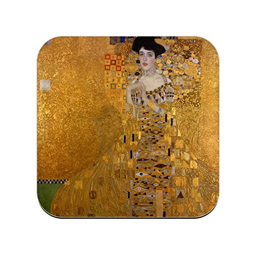 Untersetzer aus Kork – Malerei Gustav Klimt Portrait von Adèle Bloch Bauer I Art Vintage Original Gold – 1 Stück (95 x 95 mm) von fabulous