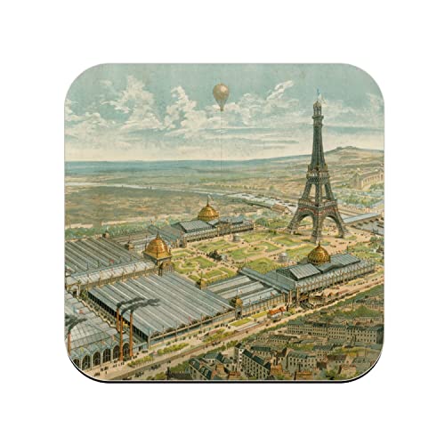 Untersetzer aus Kork – Universalausstellung Paris 1889 Paris Motiv Luftblick Eiffelturm – 1 Stück (95 x 95 mm) von fabulous