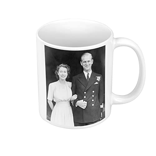 Fabulous Keramische Becher 325ml Queen Elizabeth Prinz Philip 1945 II Königin von England Vintage von Fabulous