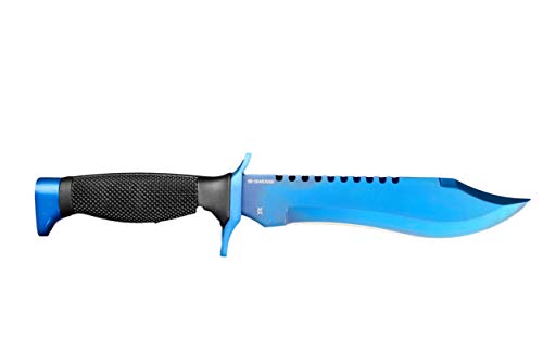 fadecase Bowie Elite Messer - Counter Strike Global Offensive Real Steel Knife mit Ihren Skins in CSGO Kann Verwendet Werden als Trainingsmesser Übungsmesser Jagdmesser (Blue Steel) von fadecase