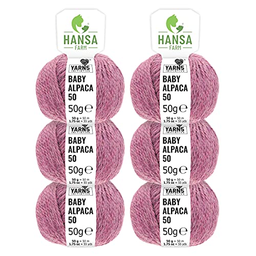 HANSA-FARM | 100% Baby Alpakawolle in 50+ Farben (kratzfrei) - 300g Set (6 x 50g) - weiche Alpaka Wolle zum Stricken & Häkeln in 6 Garnstärken by Hansa-Farm - Beere Heather (Rot-Lila) von HANSA-FARM