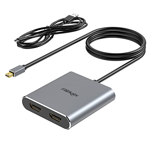 Mini DisplayPort-auf-Dual-HDMI-Adapter, 4K@60Hz Mini DP auf 2 HDMI unidirektional, MST, SST, für Laptop, PC, Monitor, Projektor und mehr von fairikabe