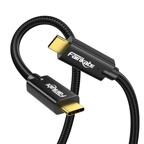 USB-C-Monitorkabel 4K 60 Hz, 1,5 m geflochtenes USB-C-Videokabel, USB-C 3.2 Gen 2 20 GB-Datenübertragungskabel, 100 W PD-Schnellladekabel USB-C auf USB-C-Displaykabel für tragbaren USB-C-Monitor von fairikabe