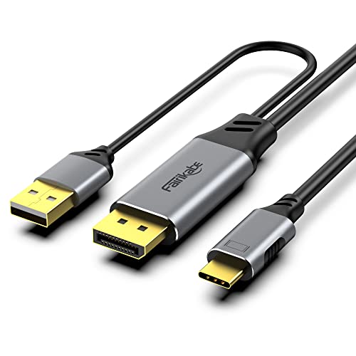 fairikabe DisplayPort auf USB C 4K60Hz, unidirektionale DisplayPort-Quelle auf USBC-Ausgang (Stecker auf Stecker), unterstützt berührbaren tragbaren Monitor, 1,2 DP auf Typ C, kompatibel mit MacBook von fairikabe