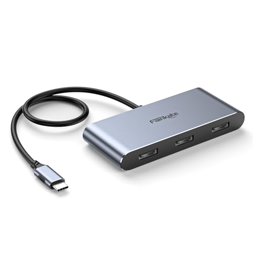 USB-C-Hub mit 3X DisplayPort 1.4, Dreifach-Monitor 4K@60Hz, USBC-auf-DisplayPort-Splitter, MST-Hub nur für Windows, kompatibel mit Thunderbolt 4, USB4 von fairikabe