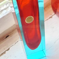 Cesare Toso Block Vase Blau & Rot 1970 Venezia Murano Blockvase Space Age Ausgefallen Selten Geschenk Sideboard Sammler Italy Cesare Toso Block Vase Blau & Rot 1970 Venezia Murano Blockvase Space Age Ausgefallen Selten Geschenk Sideboard Sammler Italy von fairytailjewelry