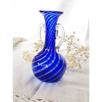 Fratelli Tosso Murano Vase Gold Flitter & Blau Glas Dünn Sammler 1950 Space Age Mid Century Design Jugendstil Unikat Brocante Glass Fratelli Tosso Murano Vase Gold Flitter & Blau Glas Dünn Sammler 1950 Space Age Mid Century Design Jugendstil Unikat Brocante Glass von fairytailjewelry