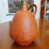 Ruscha Vulkano Glaze - Kurt Tschöner Design Vase Henkelvase Kunst Objekt Kürbis Glasur 1970 Spaceage Midcentury Bauhaus Orange Alt Ruscha Vulkano Glaze - Kurt Tschöner Design Vase Henkelvase Kunst Objekt Kürbis Glasur 1970 Spaceage Midcentury Bauhaus Orange Alt von fairytailjewelry