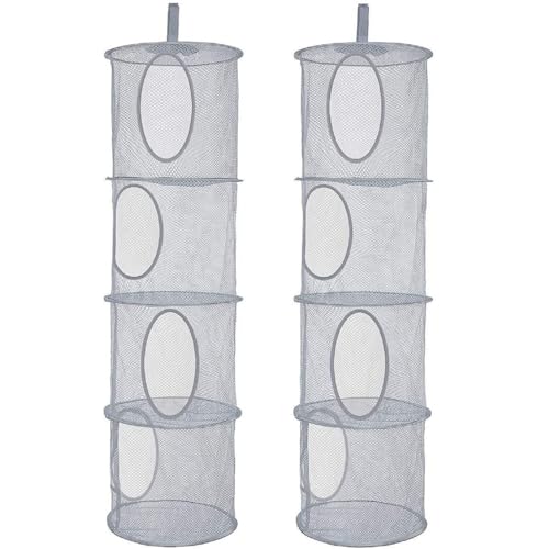 fairytell Hängeaufbewahrung Organizer Set, 5 Etagen, 30 cm x 140 cm, Grau, 2 Stück, Netz-Aufbewahrungssystem für Kleidung und Accessoires von fairytell