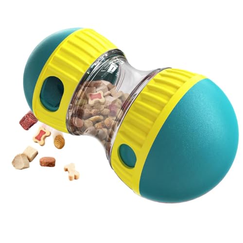 fairytell Interaktives Hundespielzeug Futterball, 15,5 cm, Türkis-Gelb, Treat Dispenser mit 2 Öffnungen, für Kleine und Mittlere Hunde von fairytell