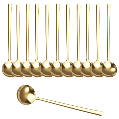 fairytell Kaffeelöffel Set Gold, 12 Stück, 13 cm, Edelstahl Dessertlöffel für Kaffee und Tee, Spülmaschinengeeignet von fairytell