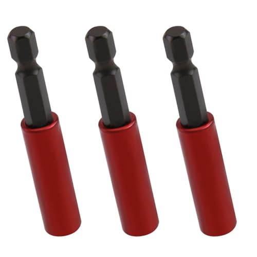 fairytell Magnetischer Bithalter Set, 1/4 Zoll Sechskant, 3 Stück, S2-Stahl mit Aluminiumhülse, 6,3 cm Länge, Rot von fairytell