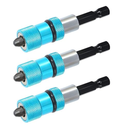 fairytell Magnetischer Trockenbau-Bithalter Set, 3-teilig, 60 mm, CRV-Stahl mit Aluminiumringen, Tiefeneinstellung, 1/4 Zoll Sechskant von fairytell