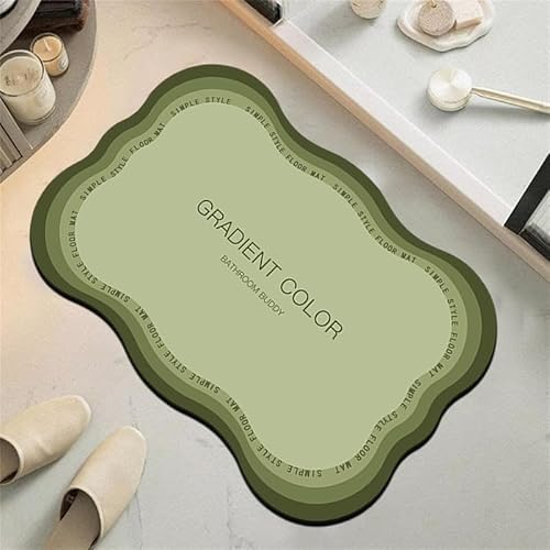 Morandi Gradient Border Pattern Badezimmer Fußmatte Kieselgur Badematte Superabsorbierend Strapazierfähige Fußmatte für den Eingangsbereich rutschfeste Schimmelresistente Badematte von famesale