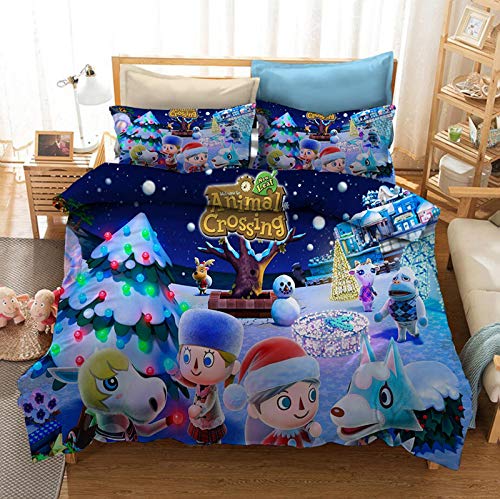 famesale Animal Crossing druckt Bettbezug mit Kissenbezügen, Bettwäscheset Bettbezug 2 St. / Set(#8 EU Single 135x200cm) von famesale