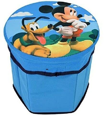 Micky Maus Box + Hocker Spielzeug-Aufbewahrung Kiste mit Deckel faltbar Mickey Mouse von familie24