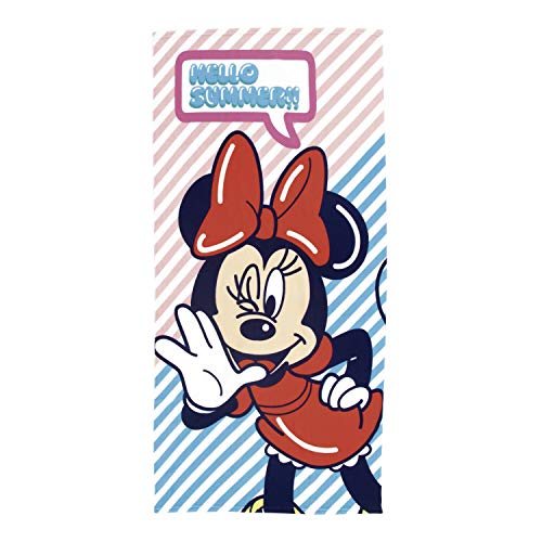 XXL Strandtuch 70x140cm Auswahl Badetuch Beachtowel Handtuch Strandhandtuch Frozen Die Eiskönigin Spiderman Minnie Maus Micky Maus Paw Patrol Avengers (Minnie Maus (türkis-rosa gestreift)) von familie24