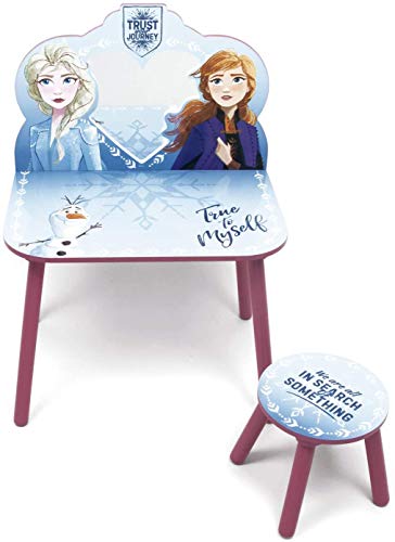 familie24 Frozen Holz Schminktisch mit Spiegel Frisiertisch Kosmetiktisch Stuhl Sitzgruppe Die Eiskönigin Anna ELSA Olaf Sven Tisch von familie24