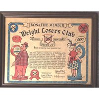 1957 Petley Studios Neuheit Weight Loss Club Zertifikat Knebelgeschenk von familyjewelsatlanta