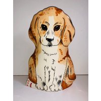 Vintage Hunde Von Nina Beagle Welpen Figurine Blumenvase Pflanzer Lyman Keramik Hund Vase Verkauf von familyjewelsatlanta