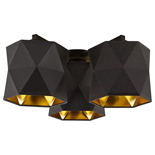 famlights Deckenleuchte Deckenlampe & Deckenlichter in Schwarz 3x zeitlose Modern JOSEF E27 Stoff Schlafzimmer Wohnzimmer | 3-flammig von famlights