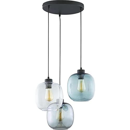 famlights Pendelleuchte & Hängeleuchte in Mehrfarbig 3-flammig Modern zeitlose PRINCE E27 Glas Esszimmer Schlafzimmer | 3-flammig von famlights